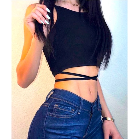 Various Tops - HOST PICK❣️New Women’s Black Lace Up Tie Front Back Cami Crop Top Sz Small